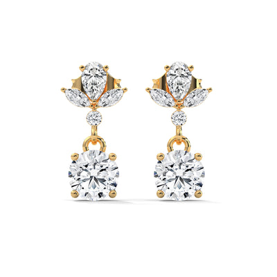 Floral Crown Drop Earrings — IGI Certified Diamond Jewellery | My Carat India