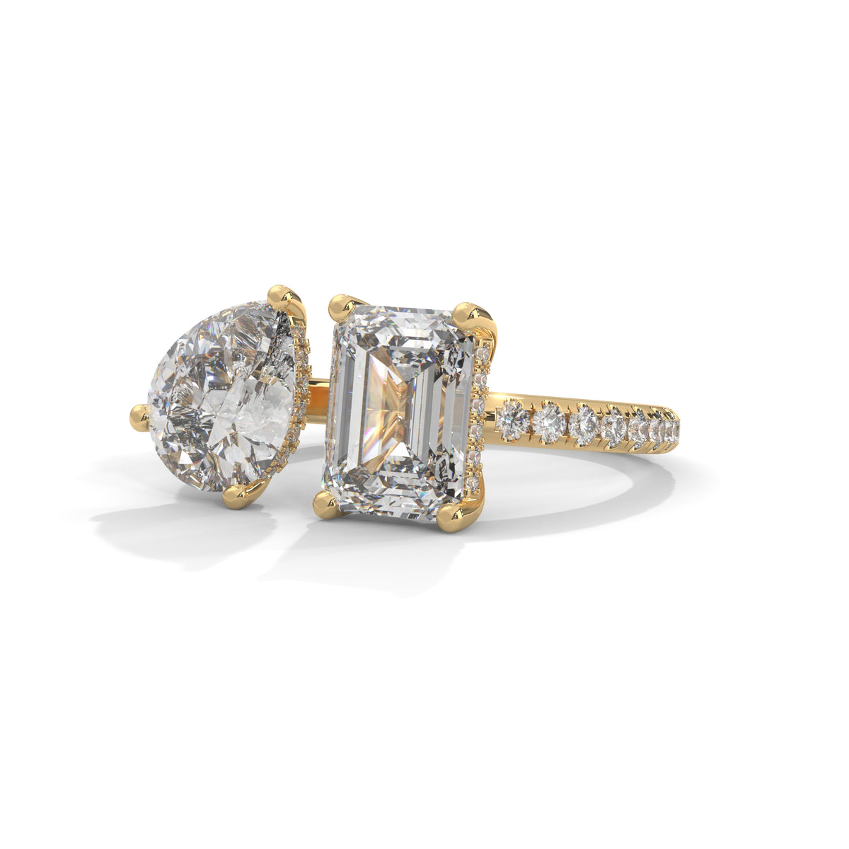 Toi et Moi Bypass Solitaire Ring