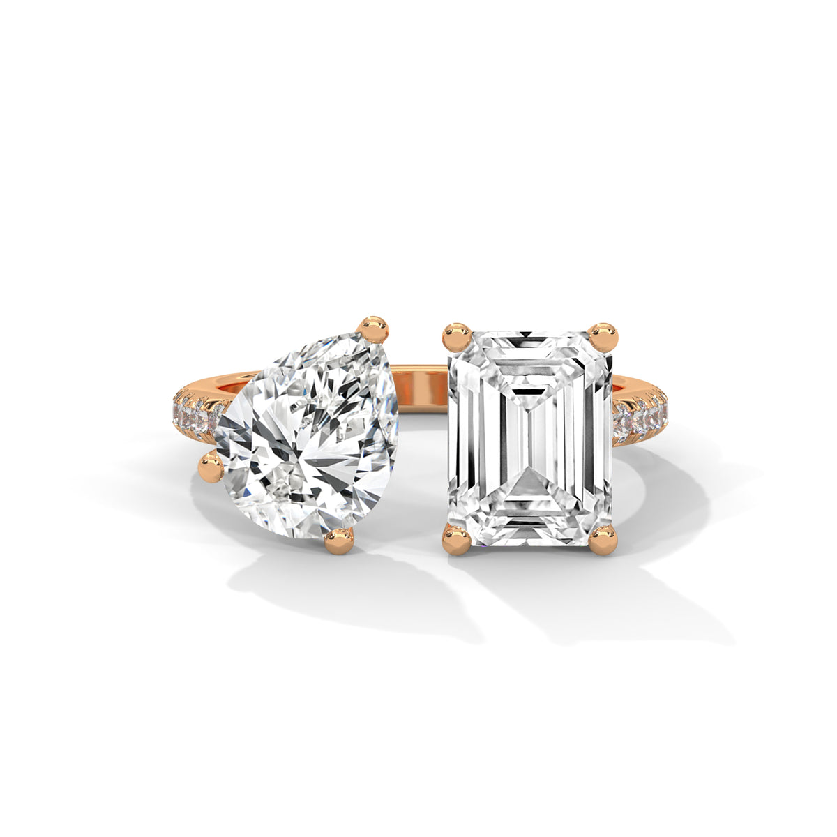 Toi et Moi Bypass Solitaire Ring
