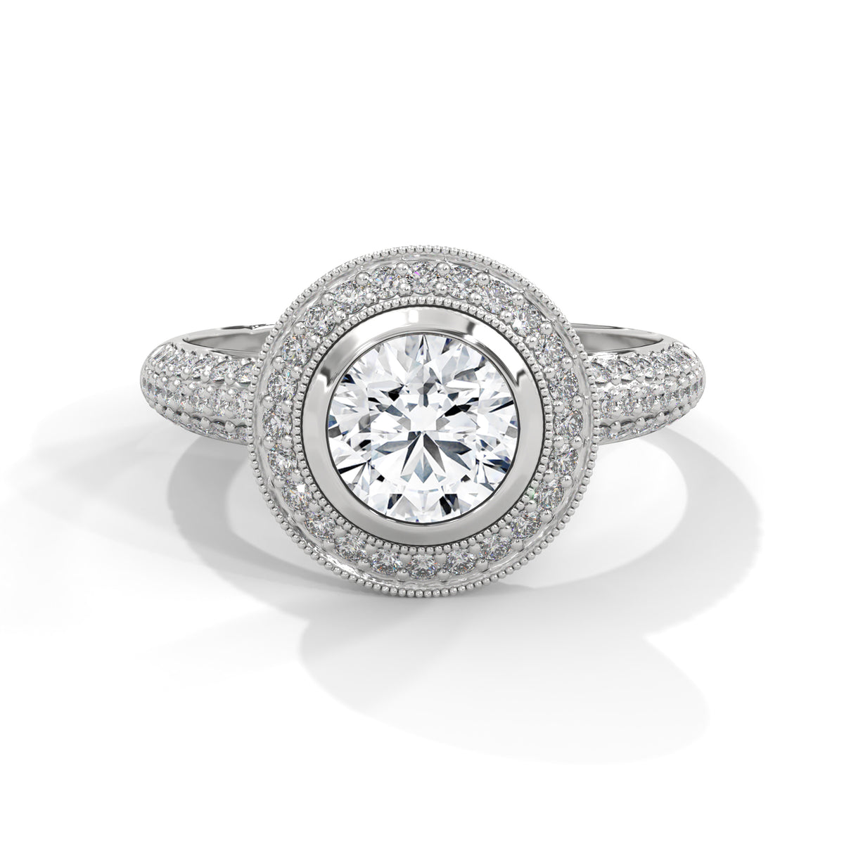 Celestial Bezel Halo Solitaire Ring