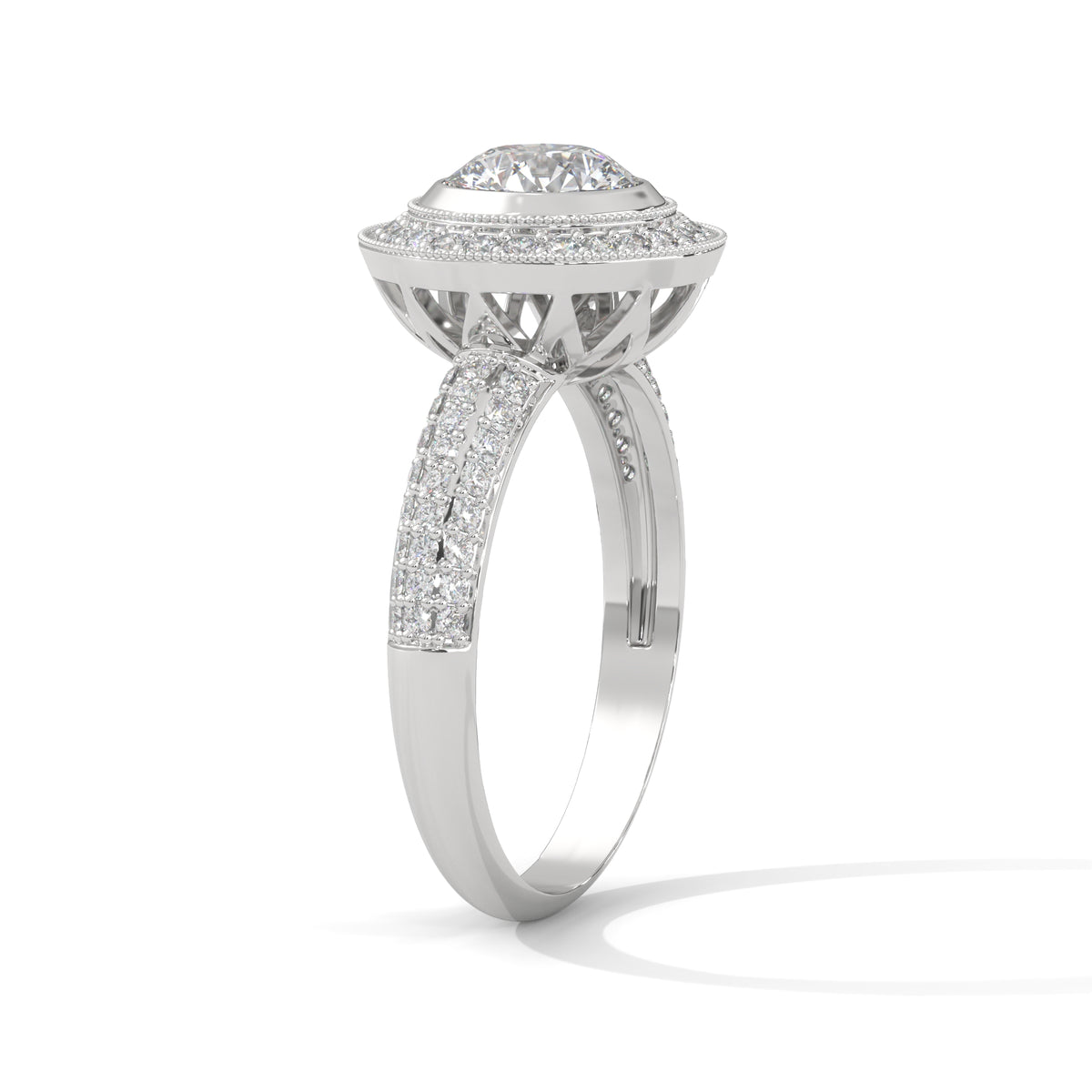 Celestial Bezel Halo Solitaire Ring