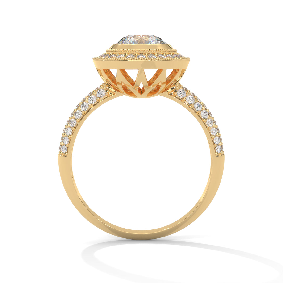 Celestial Bezel Halo Solitaire Ring