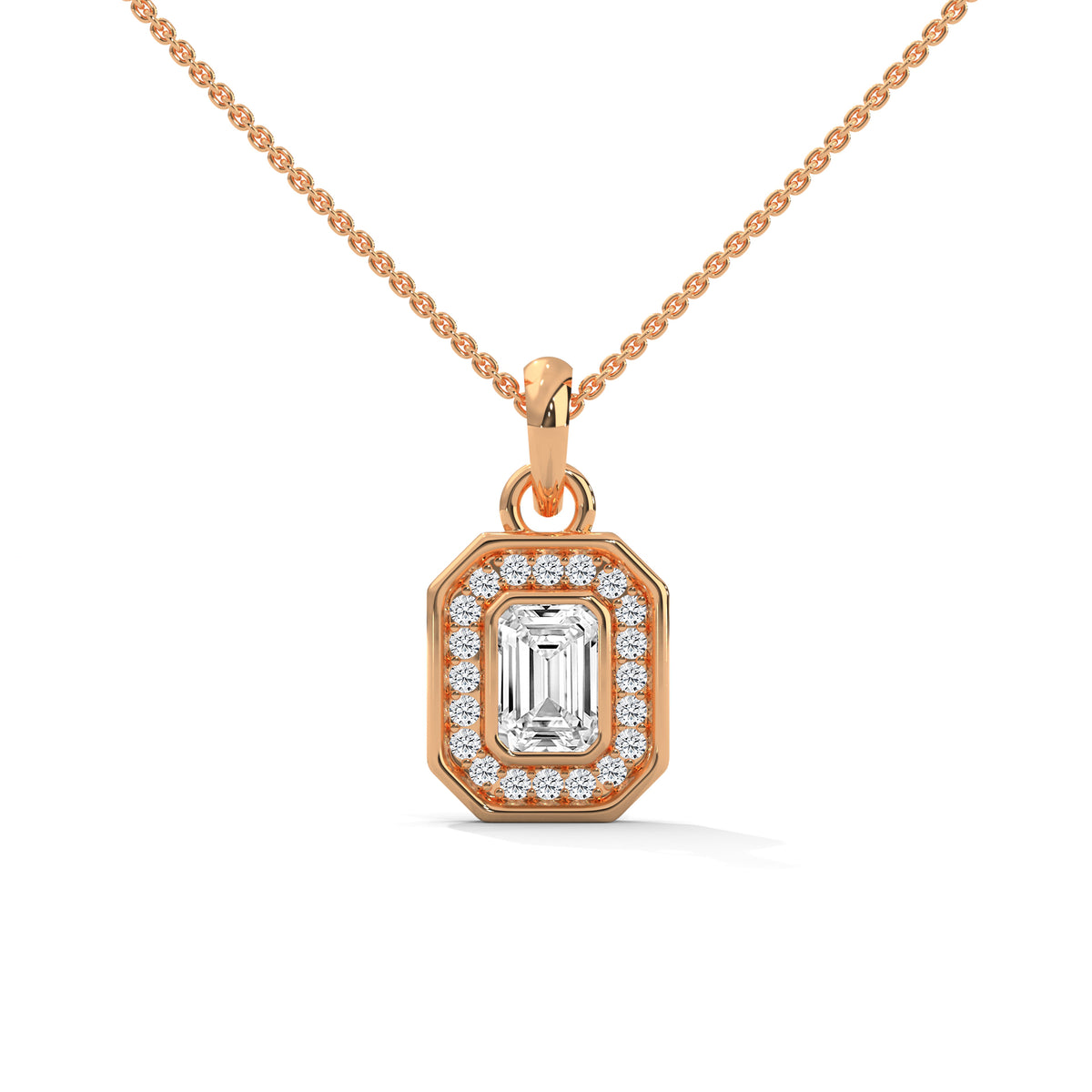 Emerald Halo Octagon Pendant