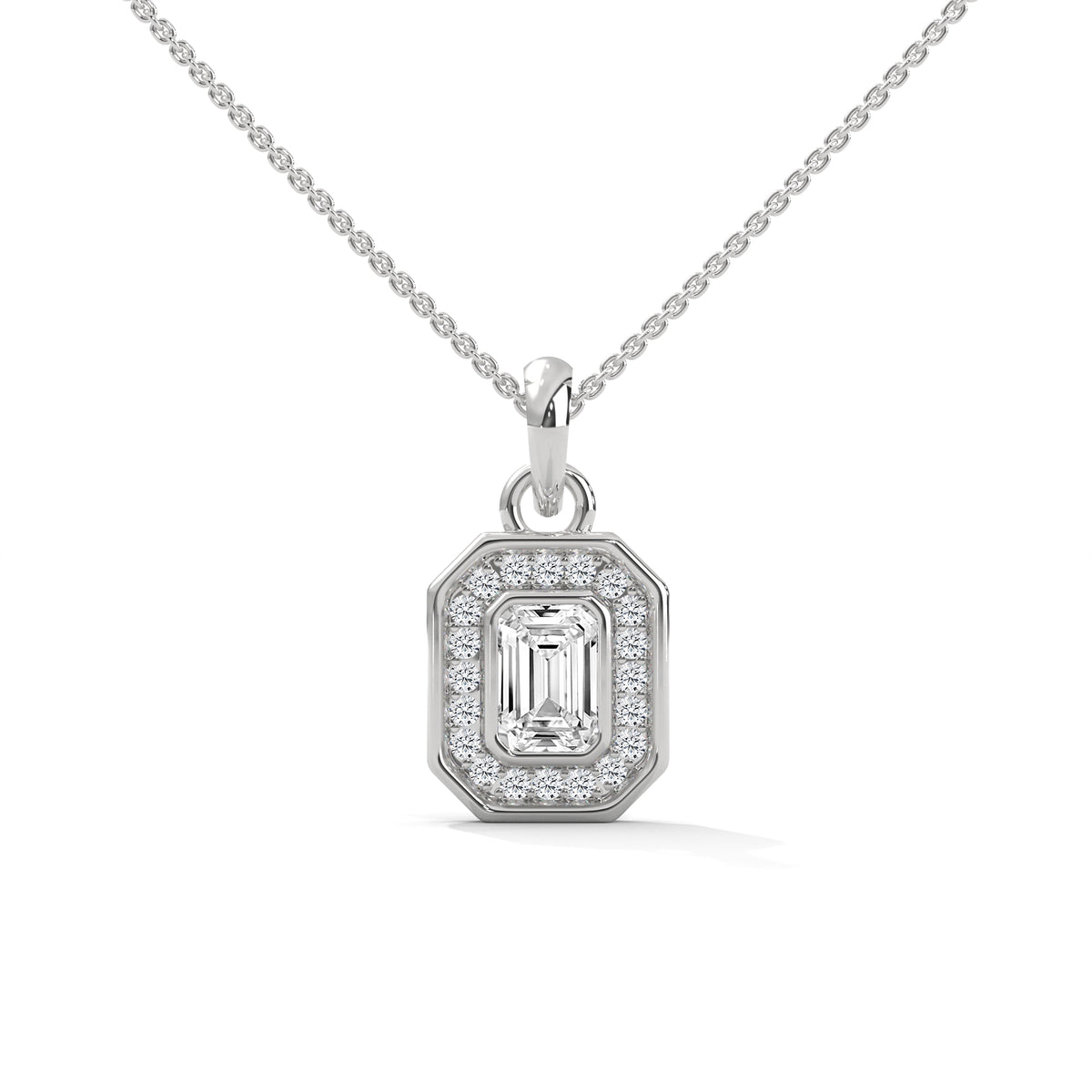 Emerald Halo Octagon Pendant