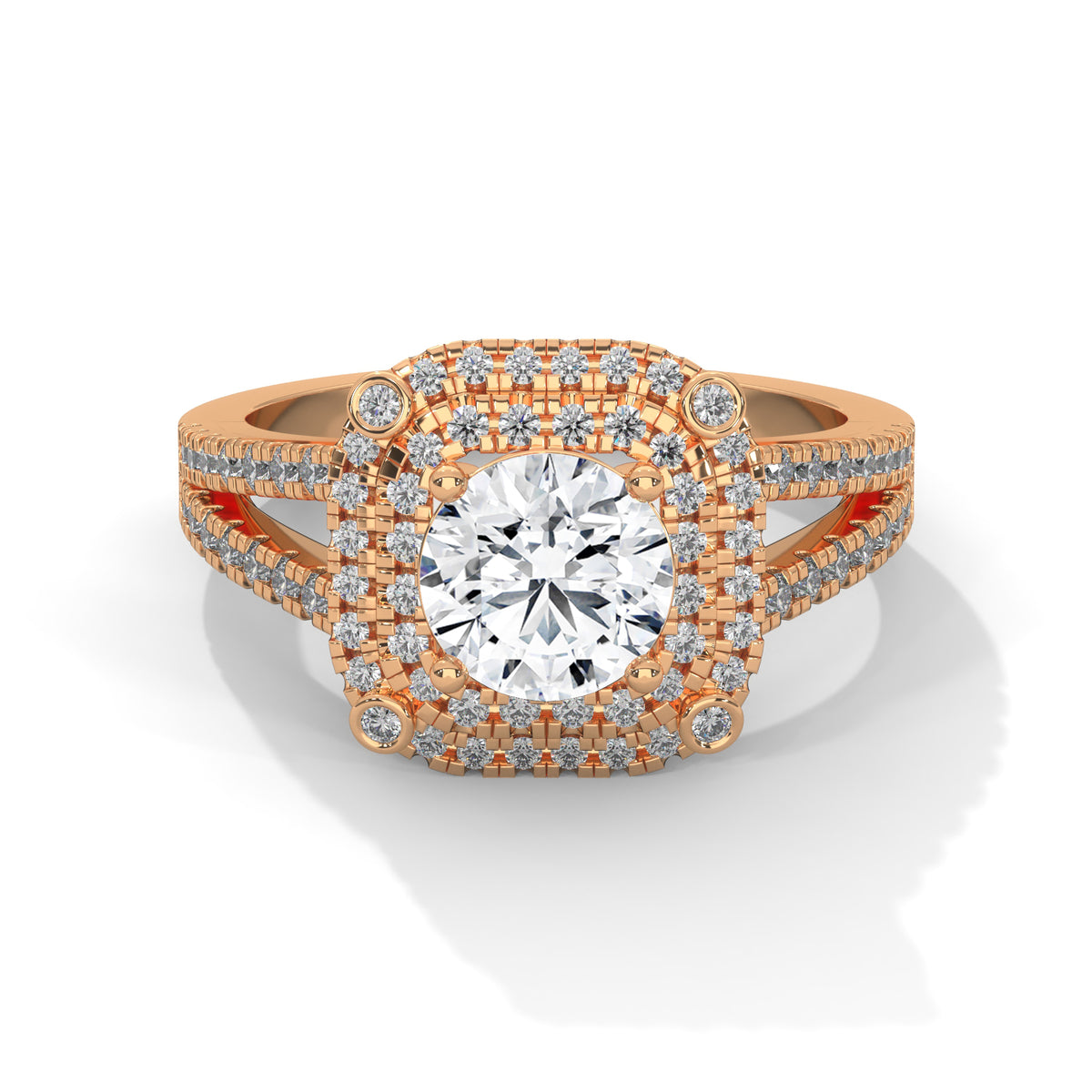 Double Halo Cushion Solitaire Ring