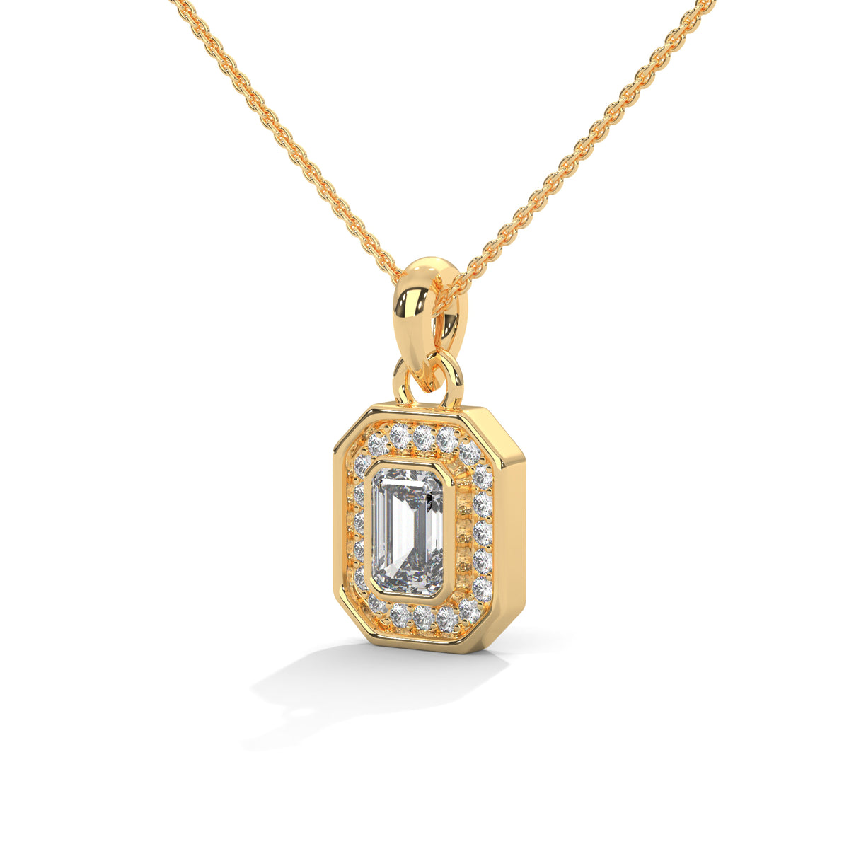 Emerald Halo Octagon Pendant
