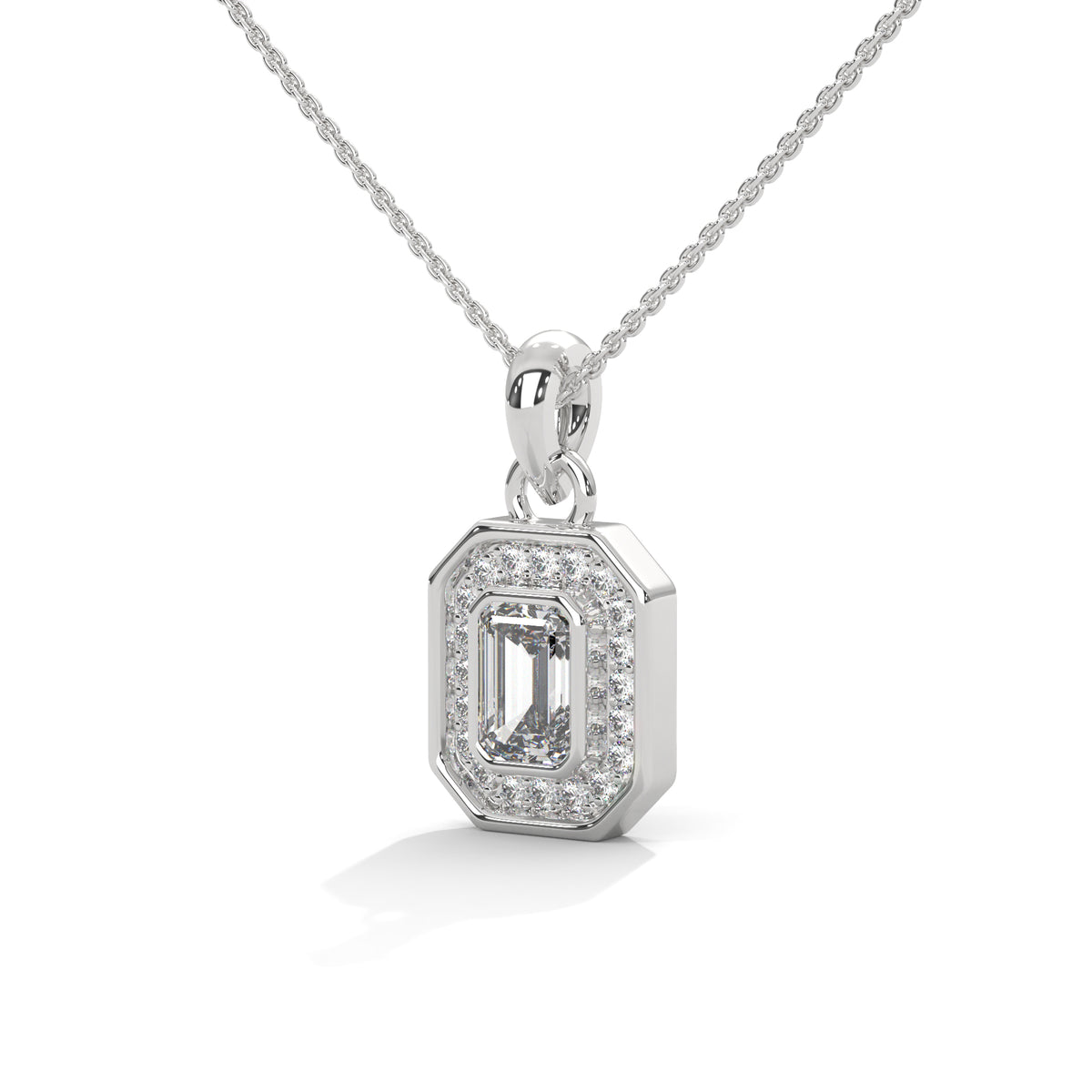 Emerald Halo Octagon Pendant