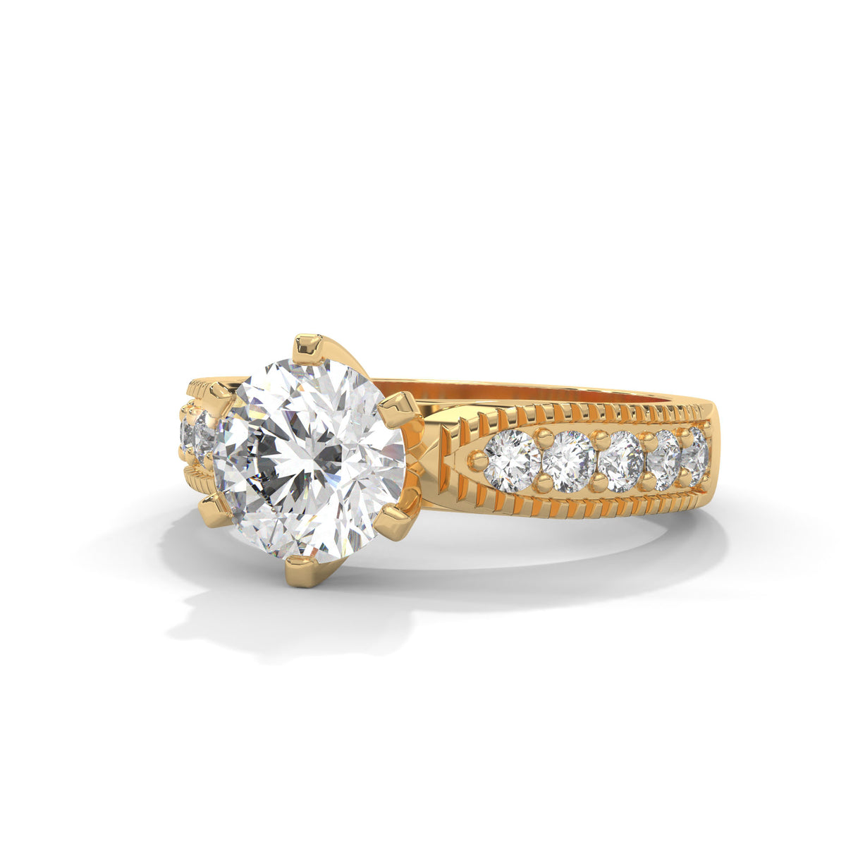 Milgrain Crown Solitaire Ring