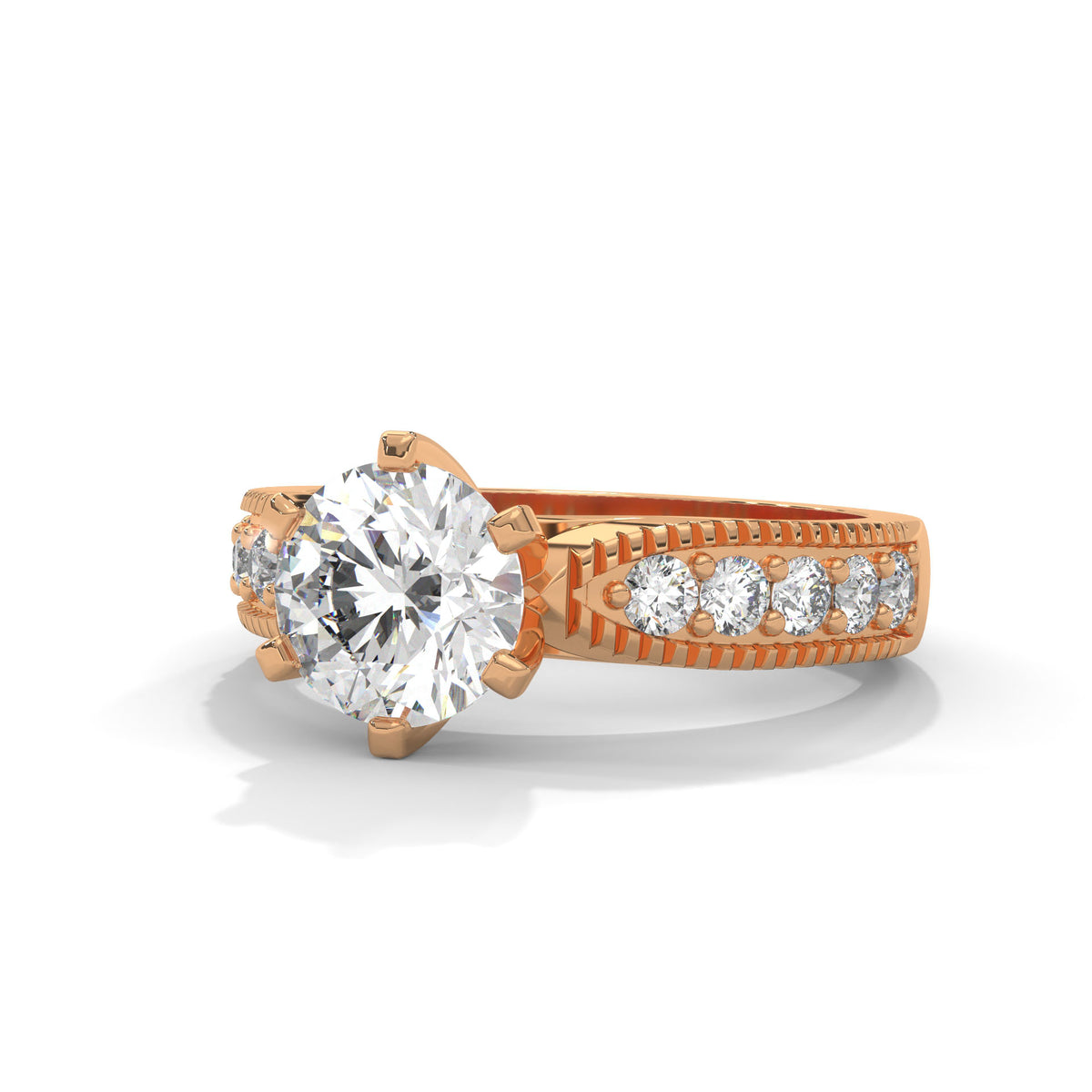 Milgrain Crown Solitaire Ring