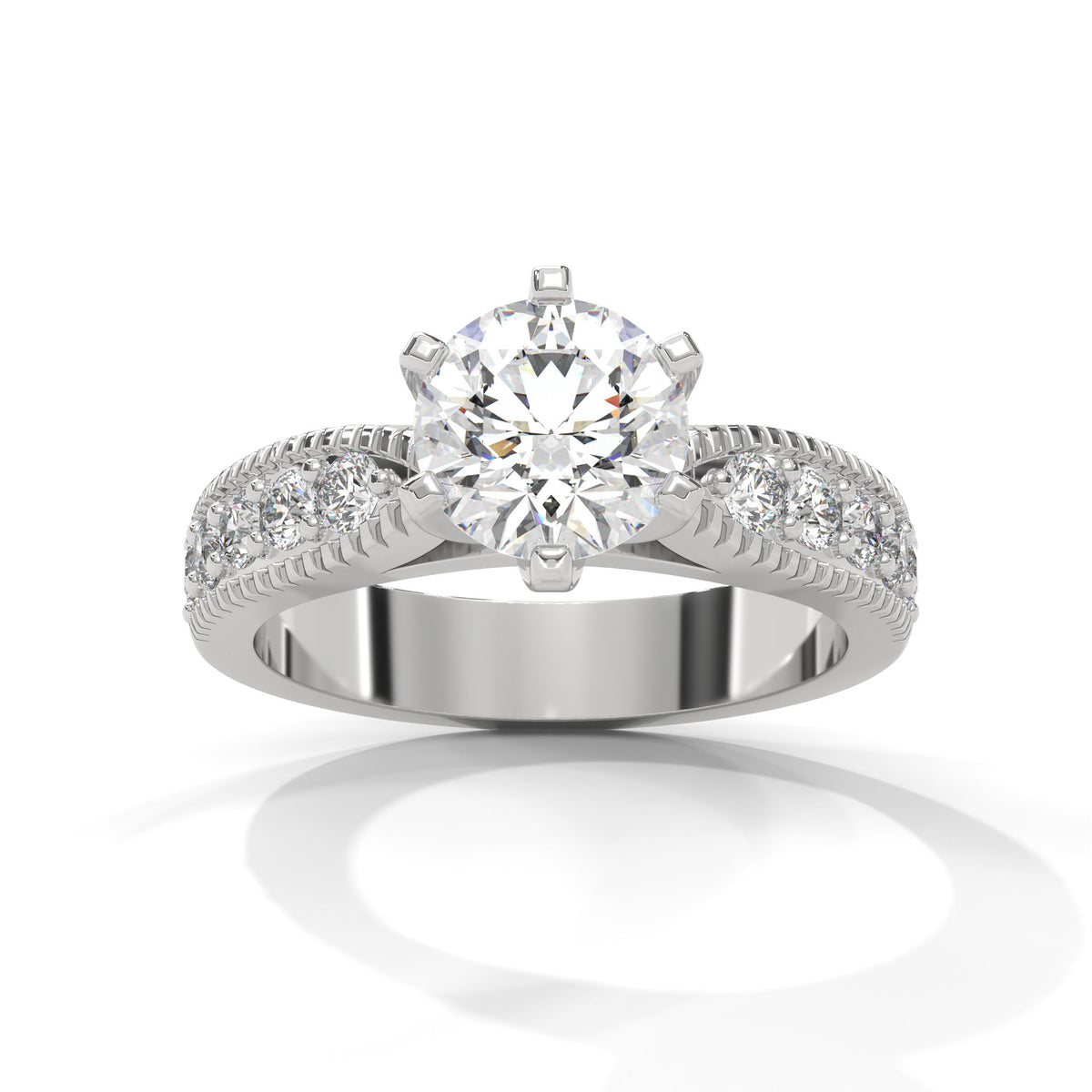 Milgrain Crown Solitaire Ring