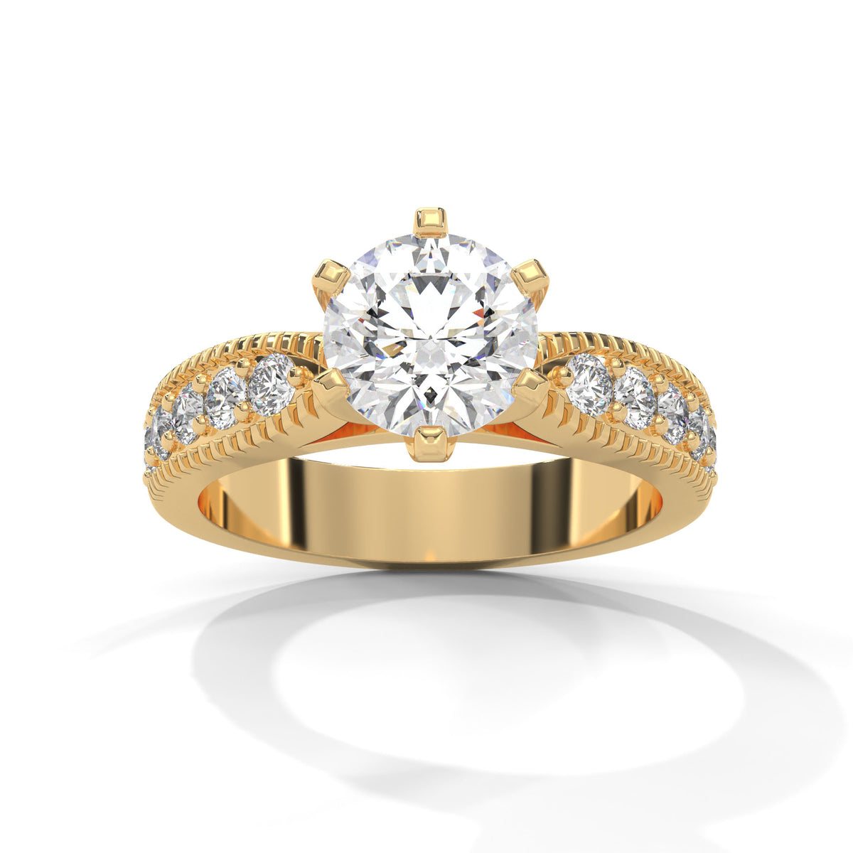 Milgrain Crown Solitaire Ring