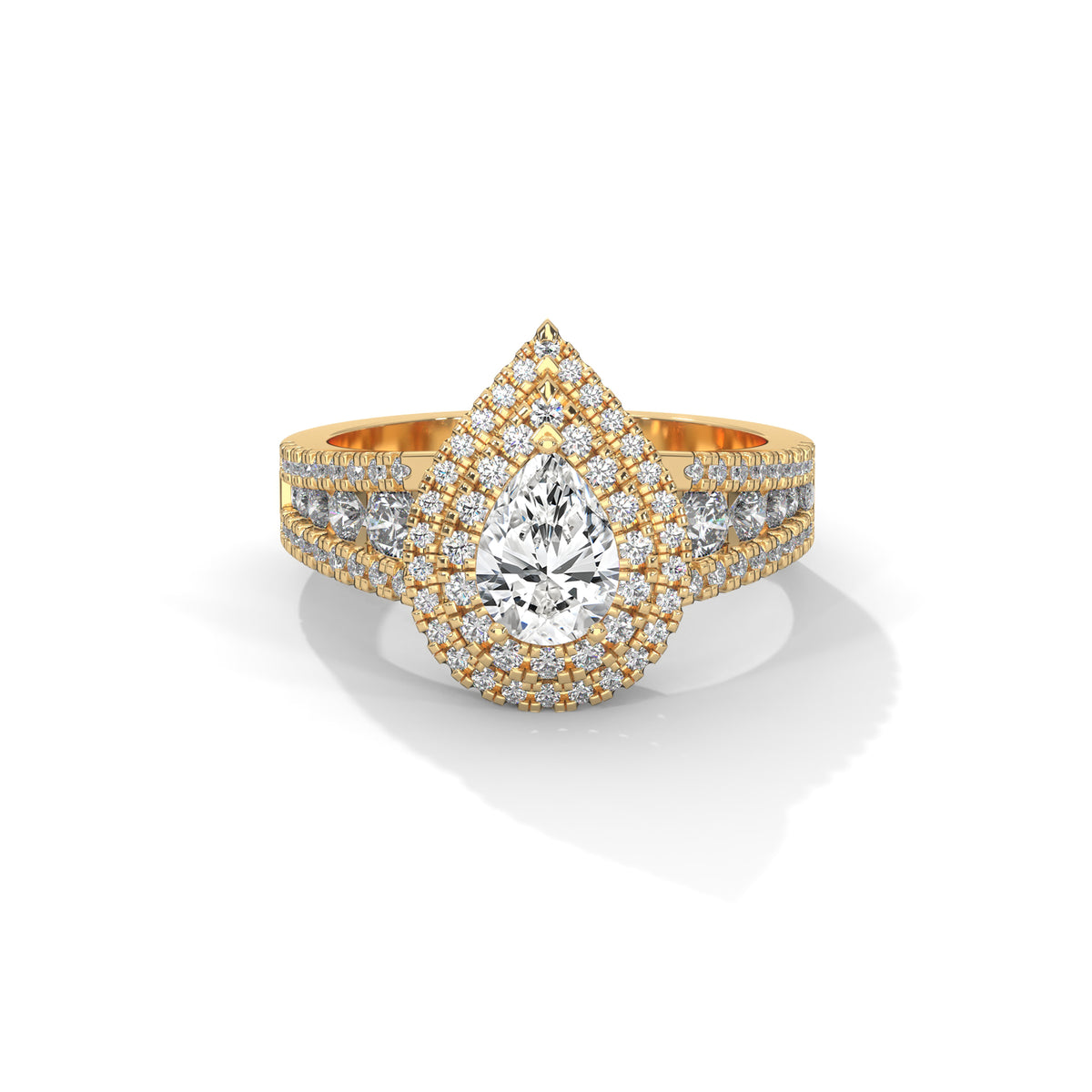 Double Crown Pear Engagement Ring
