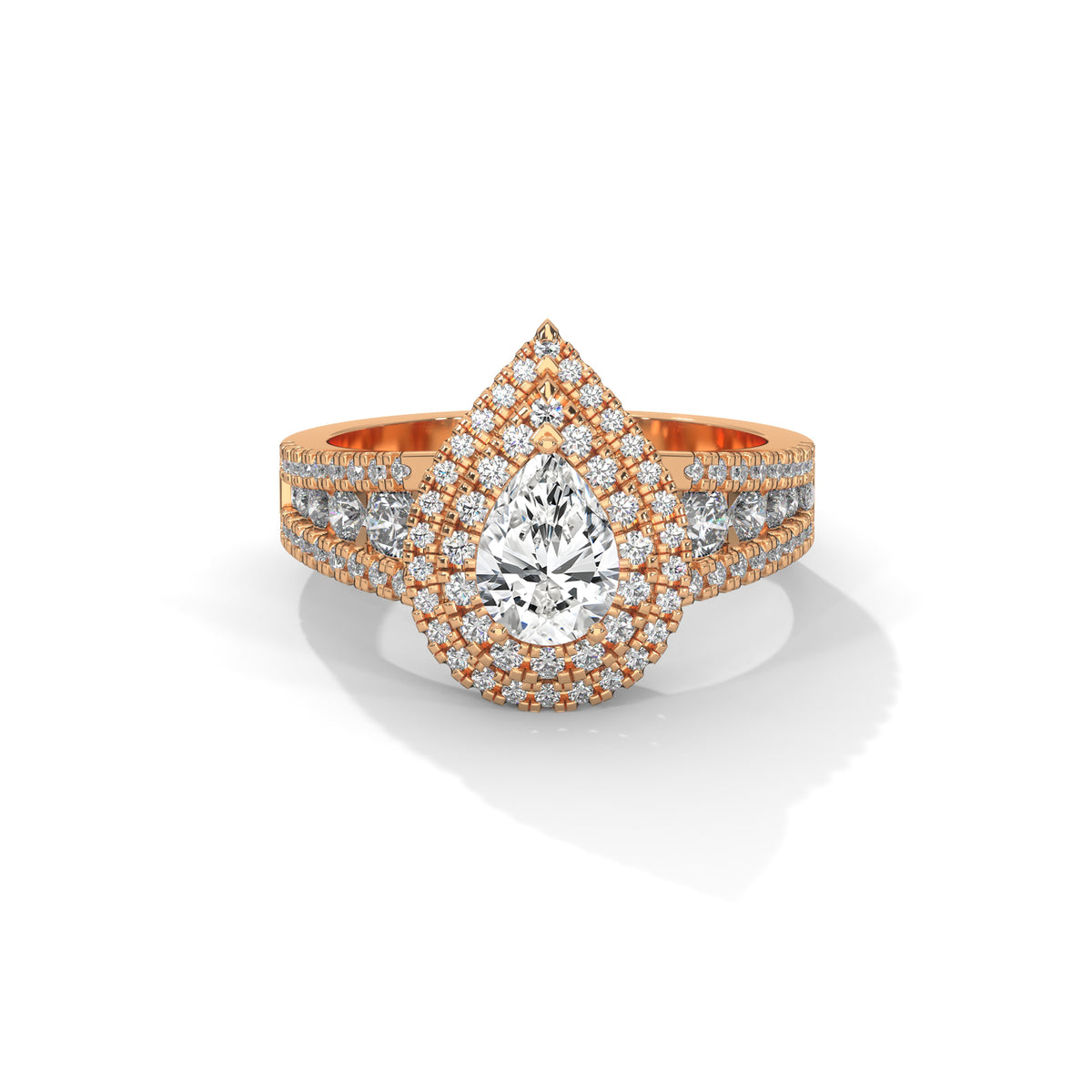 Double Crown Pear Engagement Ring