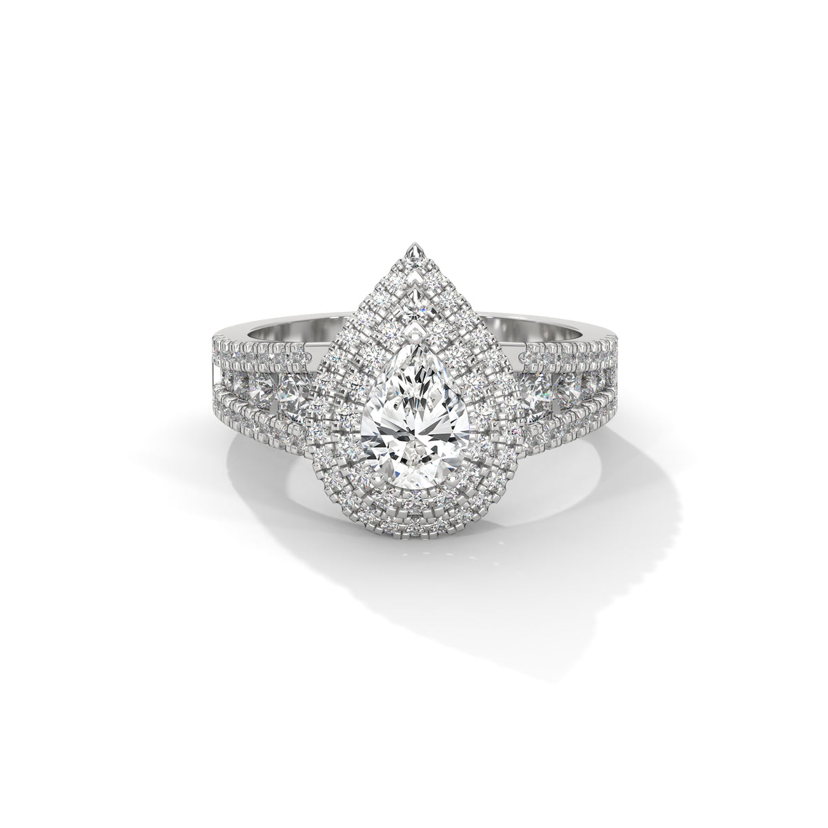Double Crown Pear Engagement Ring