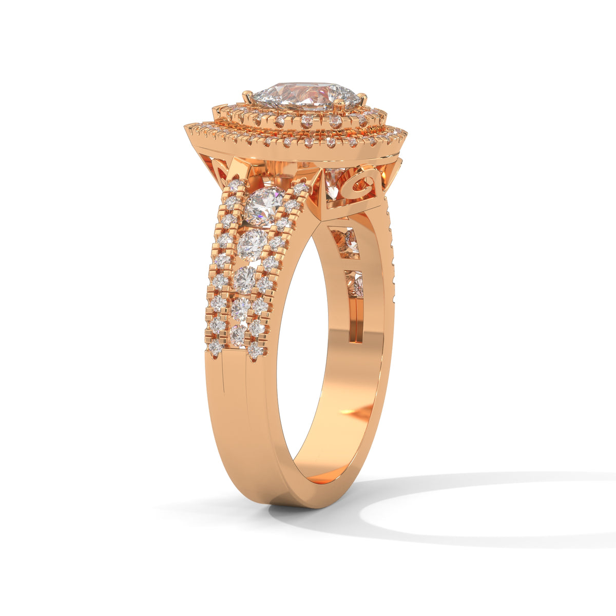 Double Crown Pear Engagement Ring