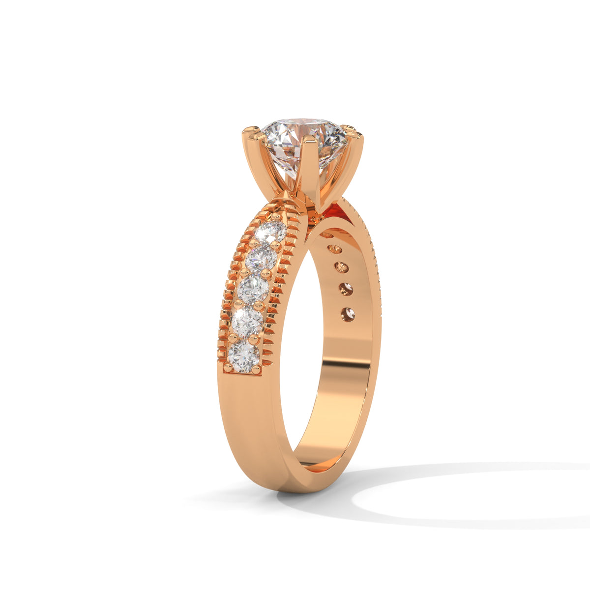 Milgrain Crown Solitaire Ring