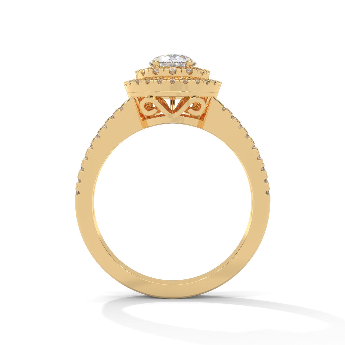 Double Crown Pear Engagement Ring