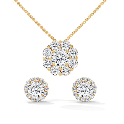 Celestial Bloom Halo Pendant Set — IGI Certified Diamond Jewellery | My Carat India