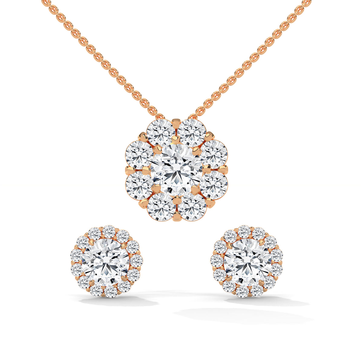 Celestial Bloom Halo Pendant Set