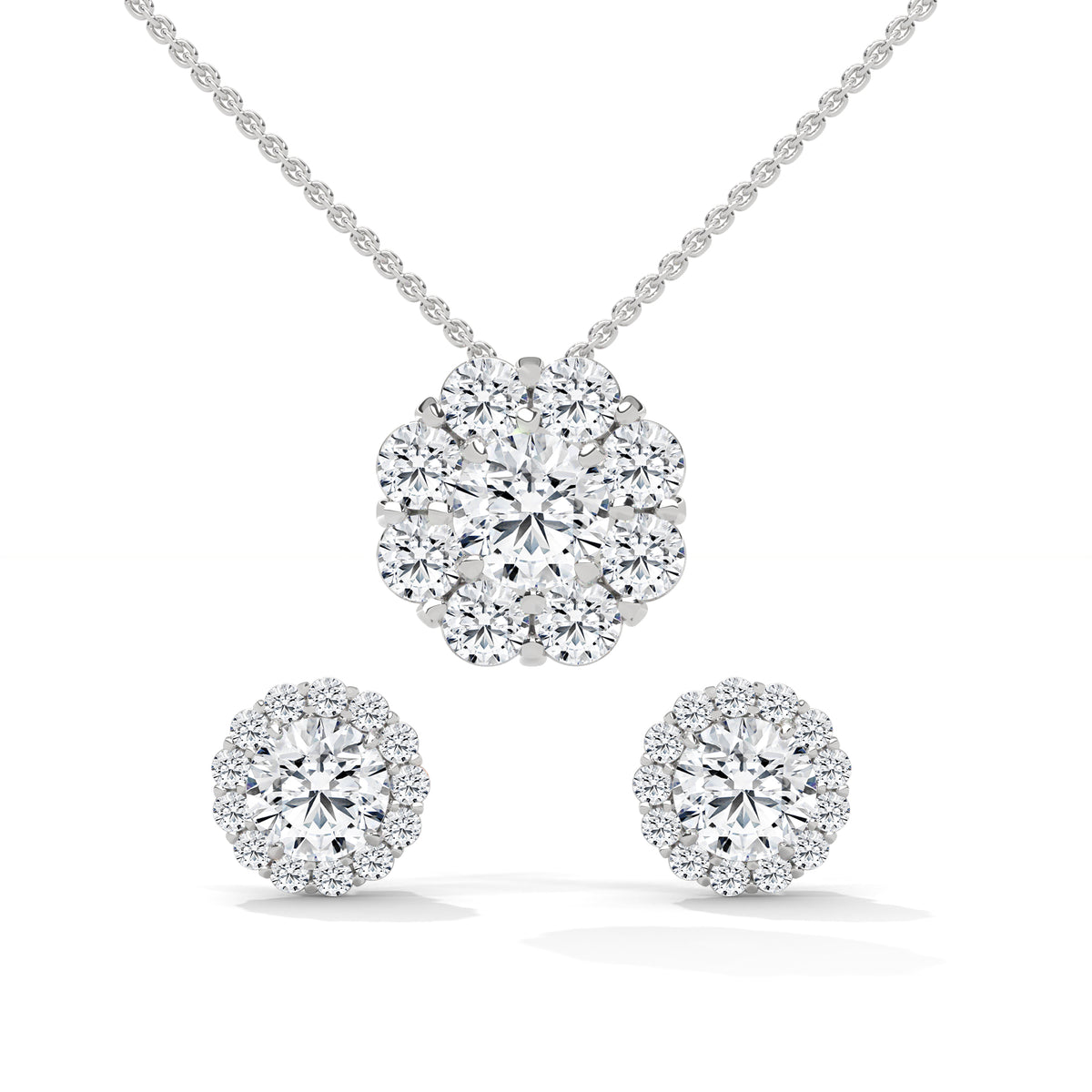 Celestial Bloom Halo Pendant Set