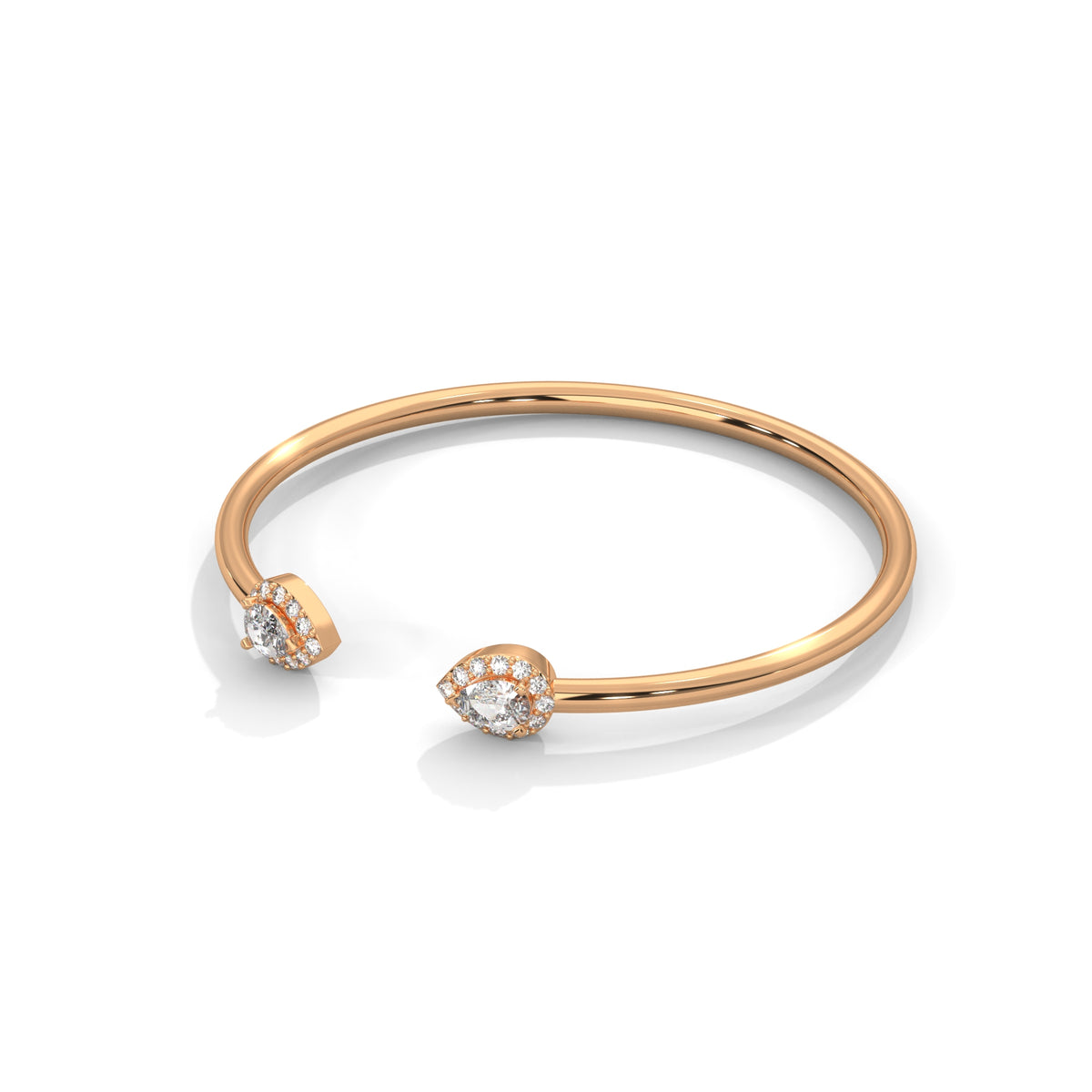 Twin Halo Open Bracelet