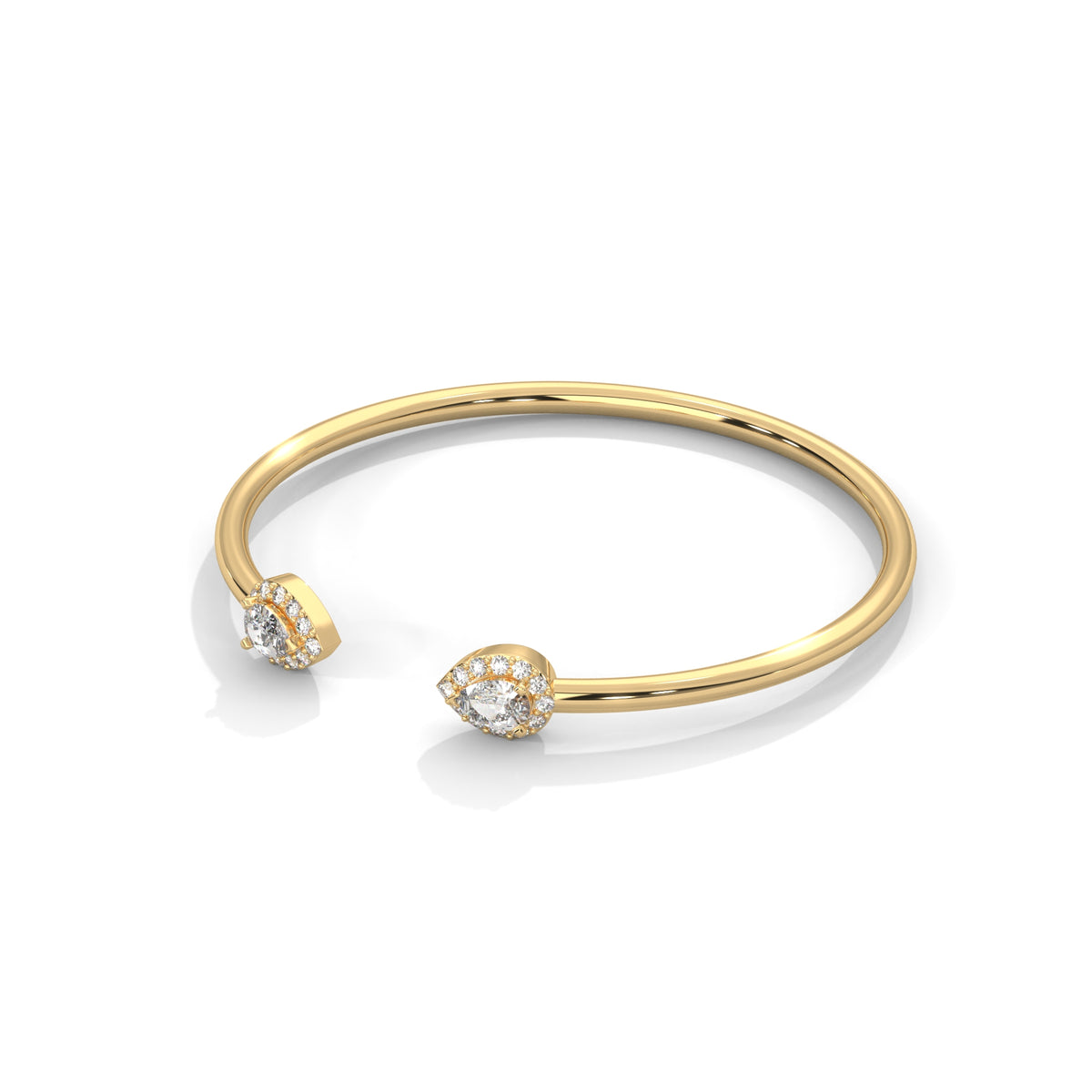 Twin Halo Open Bracelet