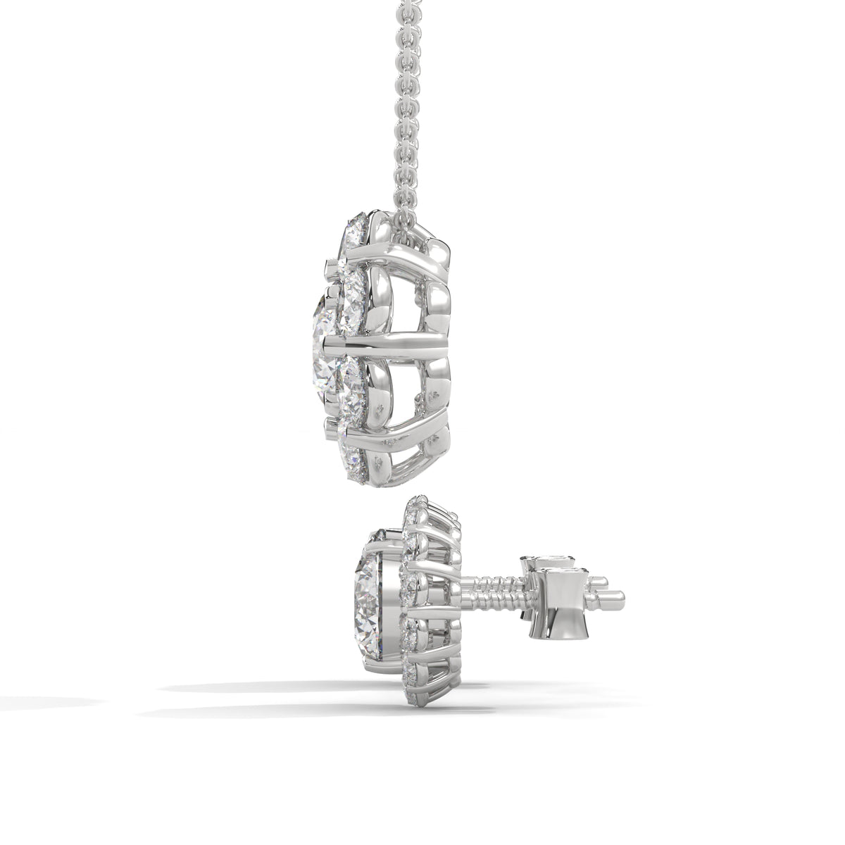 Celestial Bloom Halo Pendant Set
