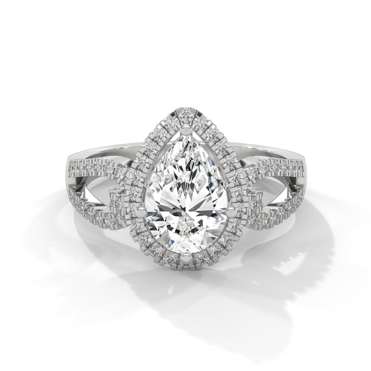 Celestial Teardrop Halo Solitaire Ring
