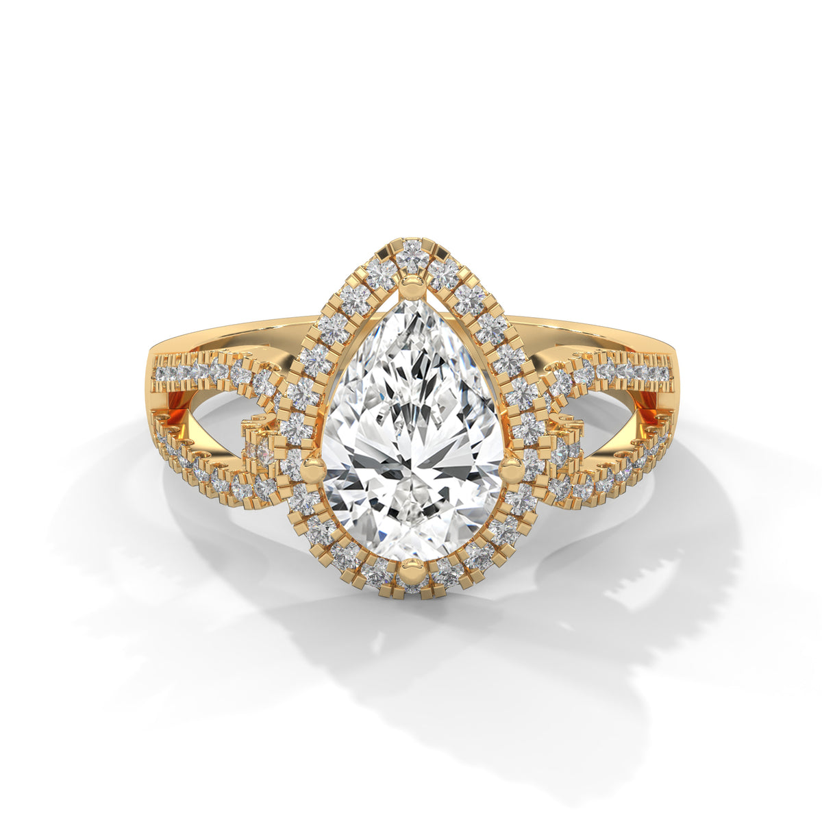 Celestial Teardrop Halo Solitaire Ring