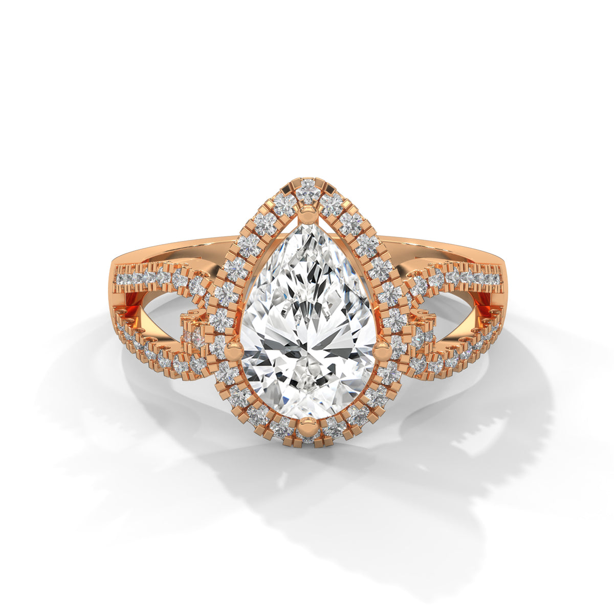 Celestial Teardrop Halo Solitaire Ring