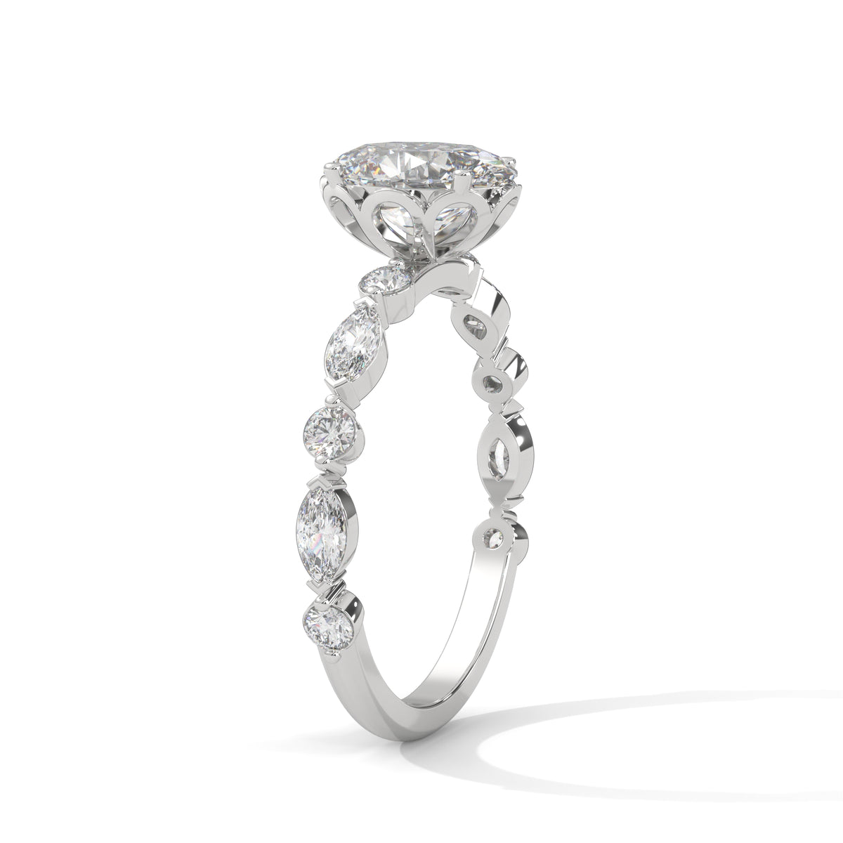 Wildflower Vine Solitaire Ring