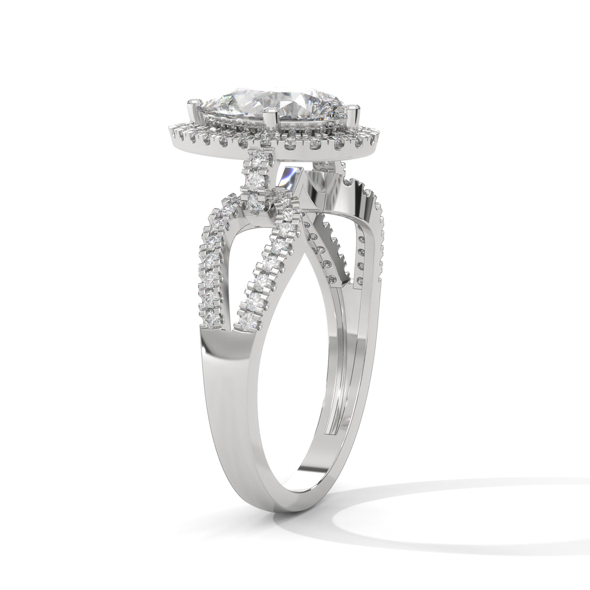 Celestial Teardrop Halo Solitaire Ring