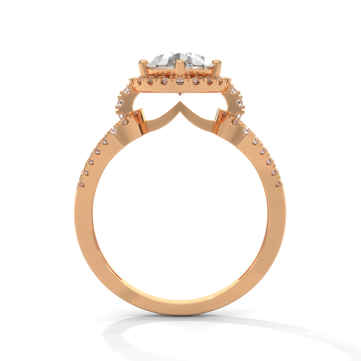 Celestial Teardrop Halo Solitaire Ring