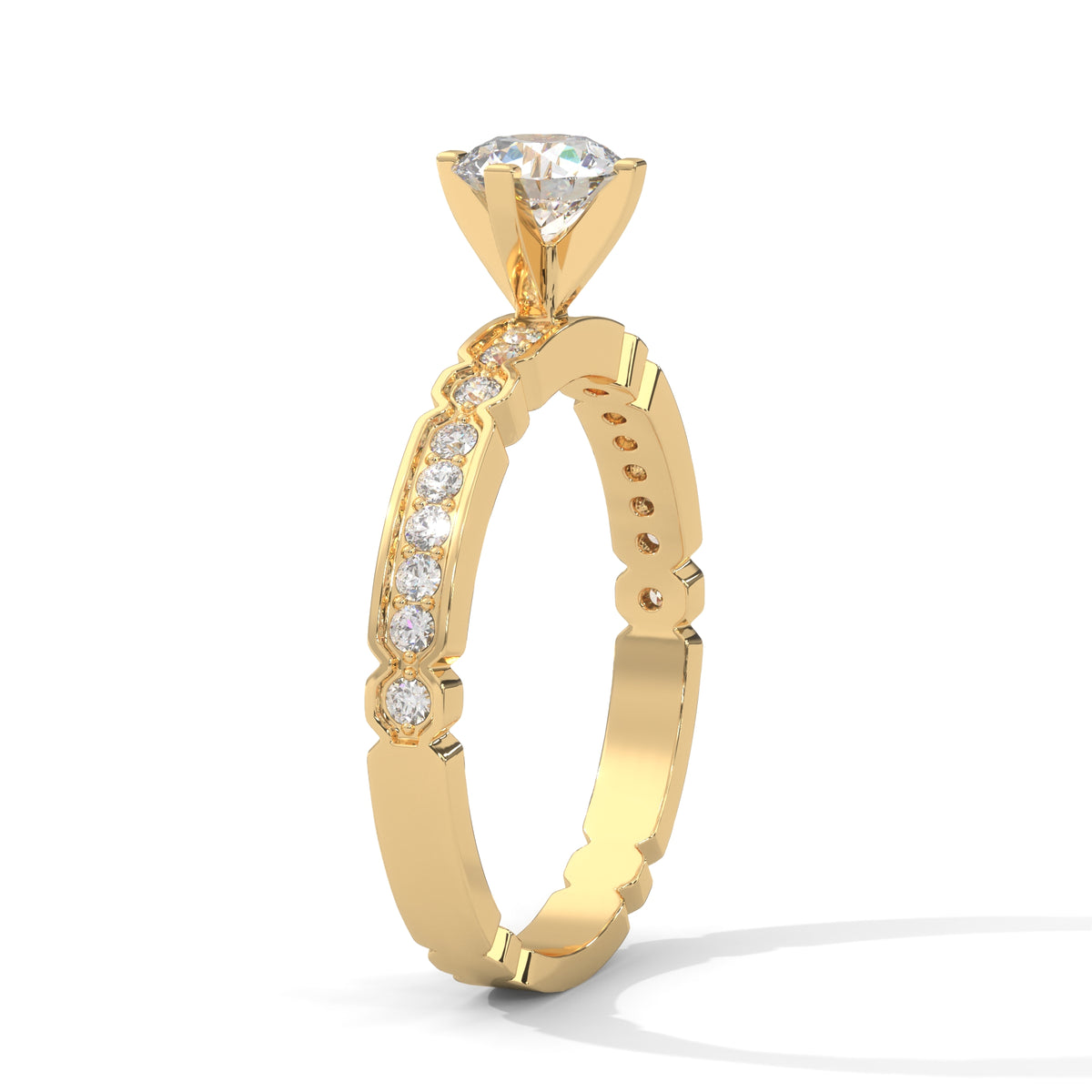 Sculpted Arc Solitaire Ring