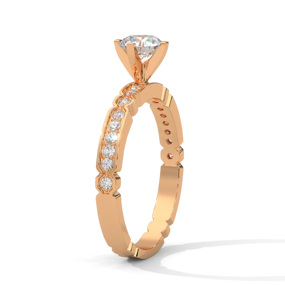 Sculpted Arc Solitaire Ring