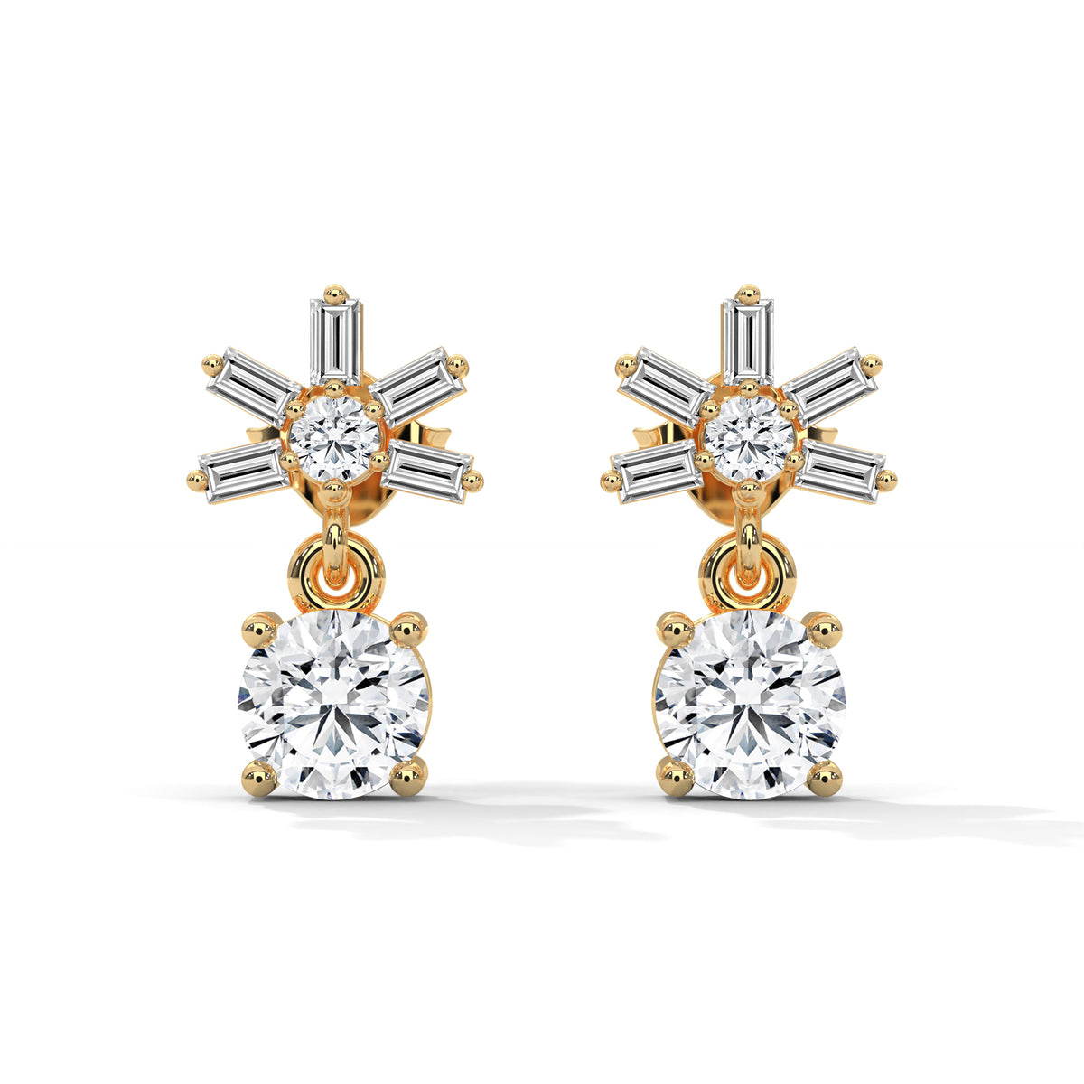 Starburst Solitaire Drop Earrings