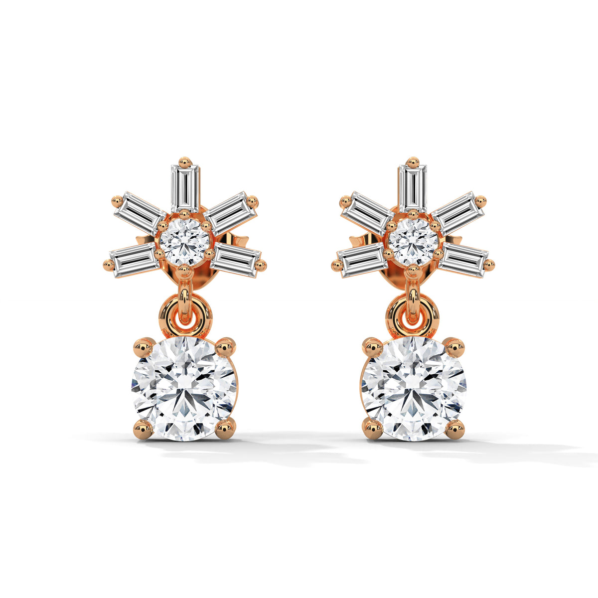 Starburst Solitaire Drop Earrings