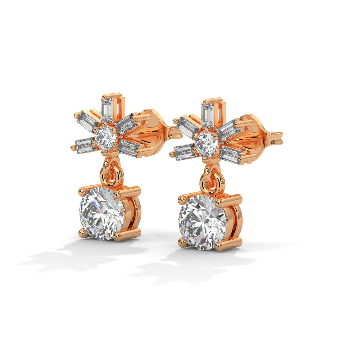 Starburst Solitaire Drop Earrings