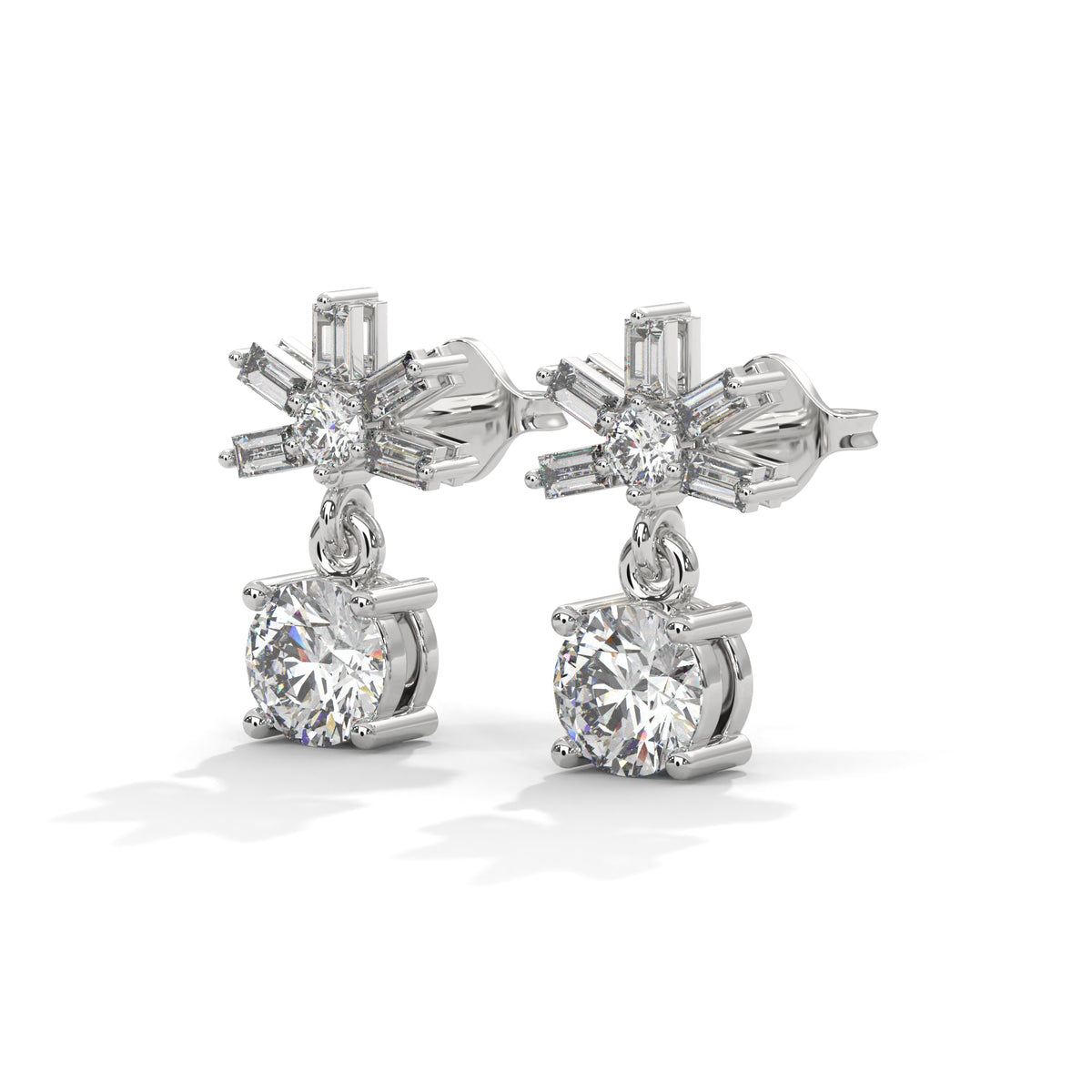 Starburst Solitaire Drop Earrings