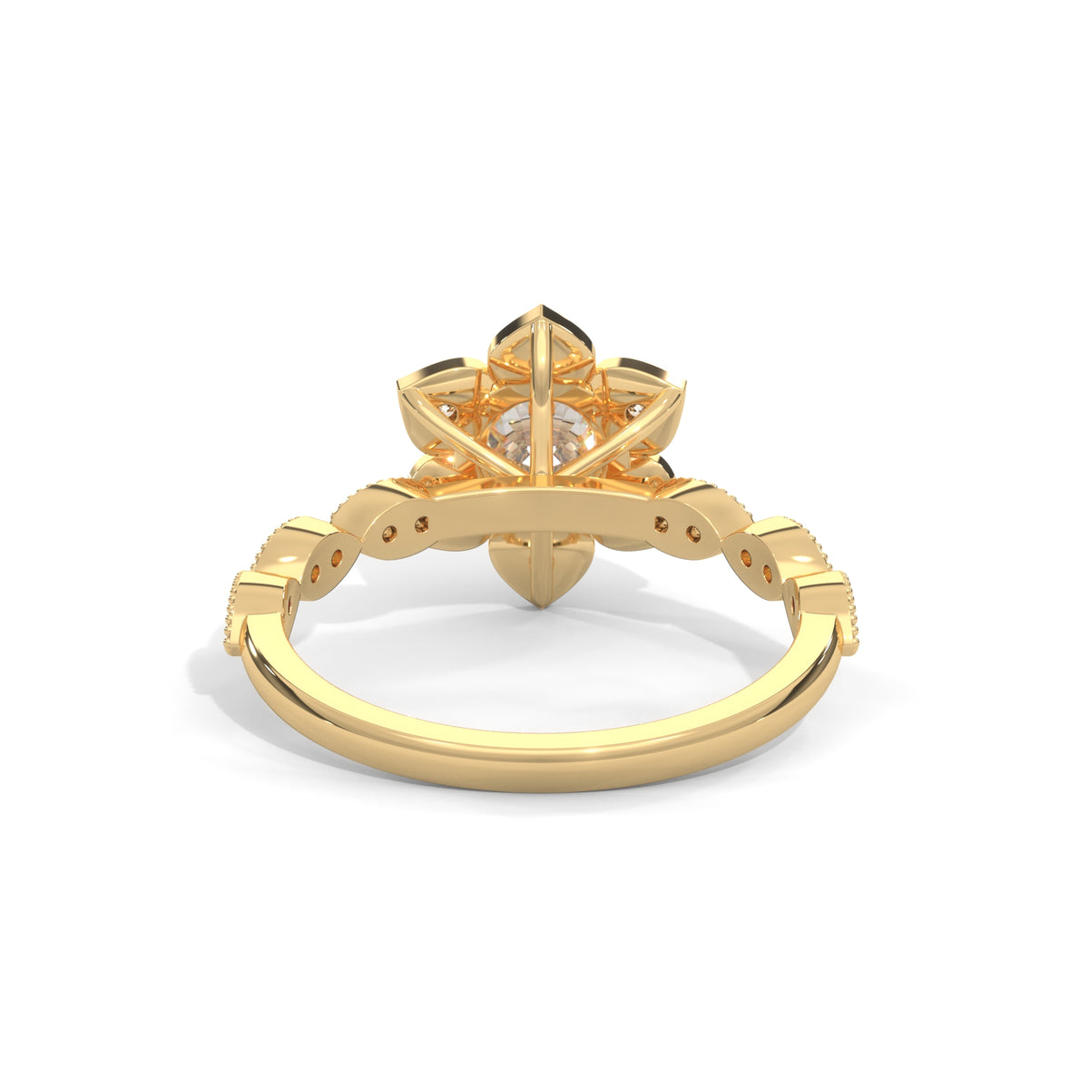 Lotus Bloom Solitaire Ring