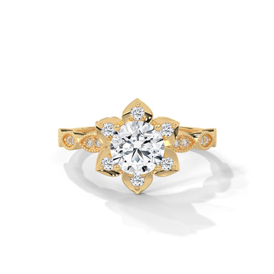 Lotus Bloom Solitaire Ring — IGI Certified Diamond Jewellery | My Carat India