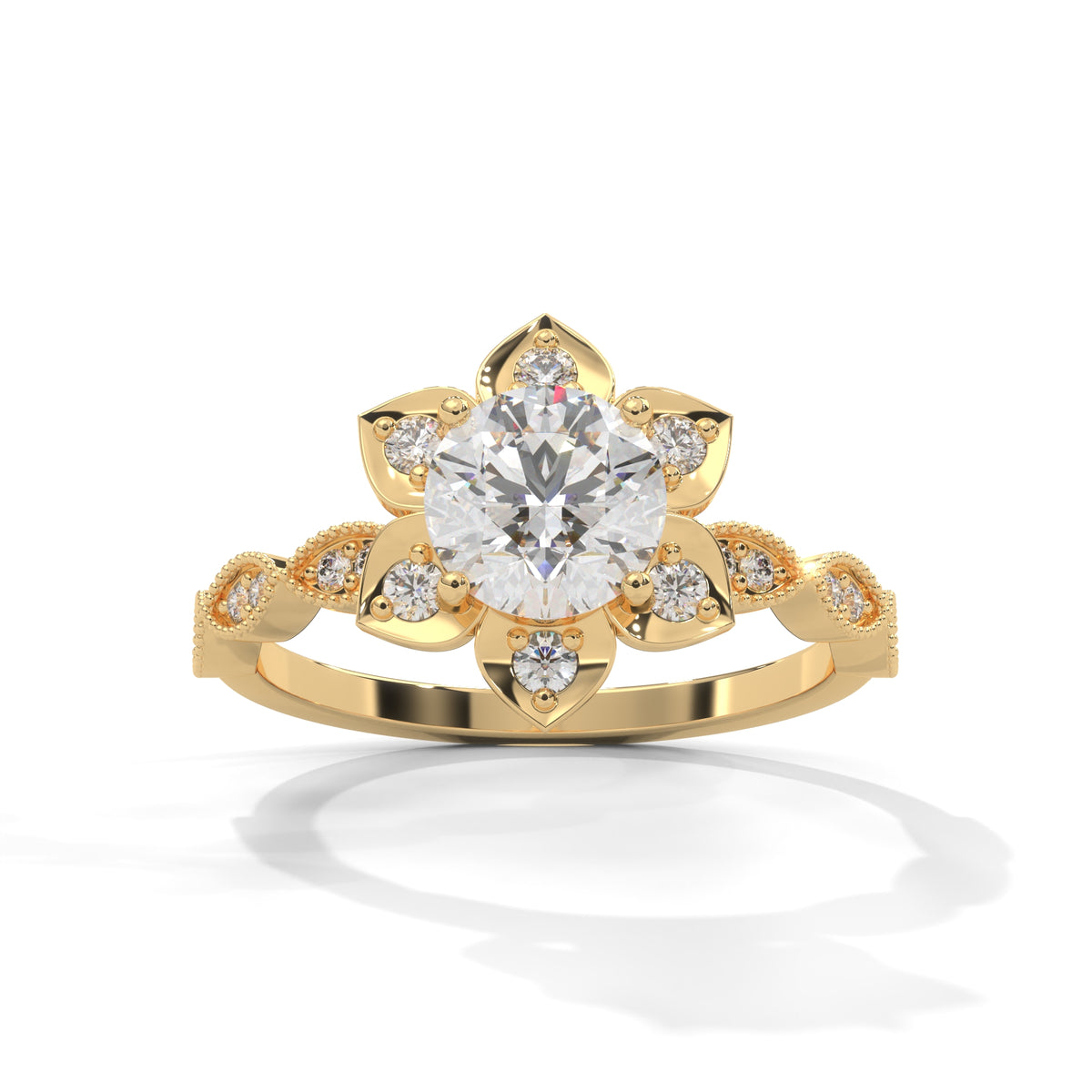 Lotus Bloom Solitaire Ring