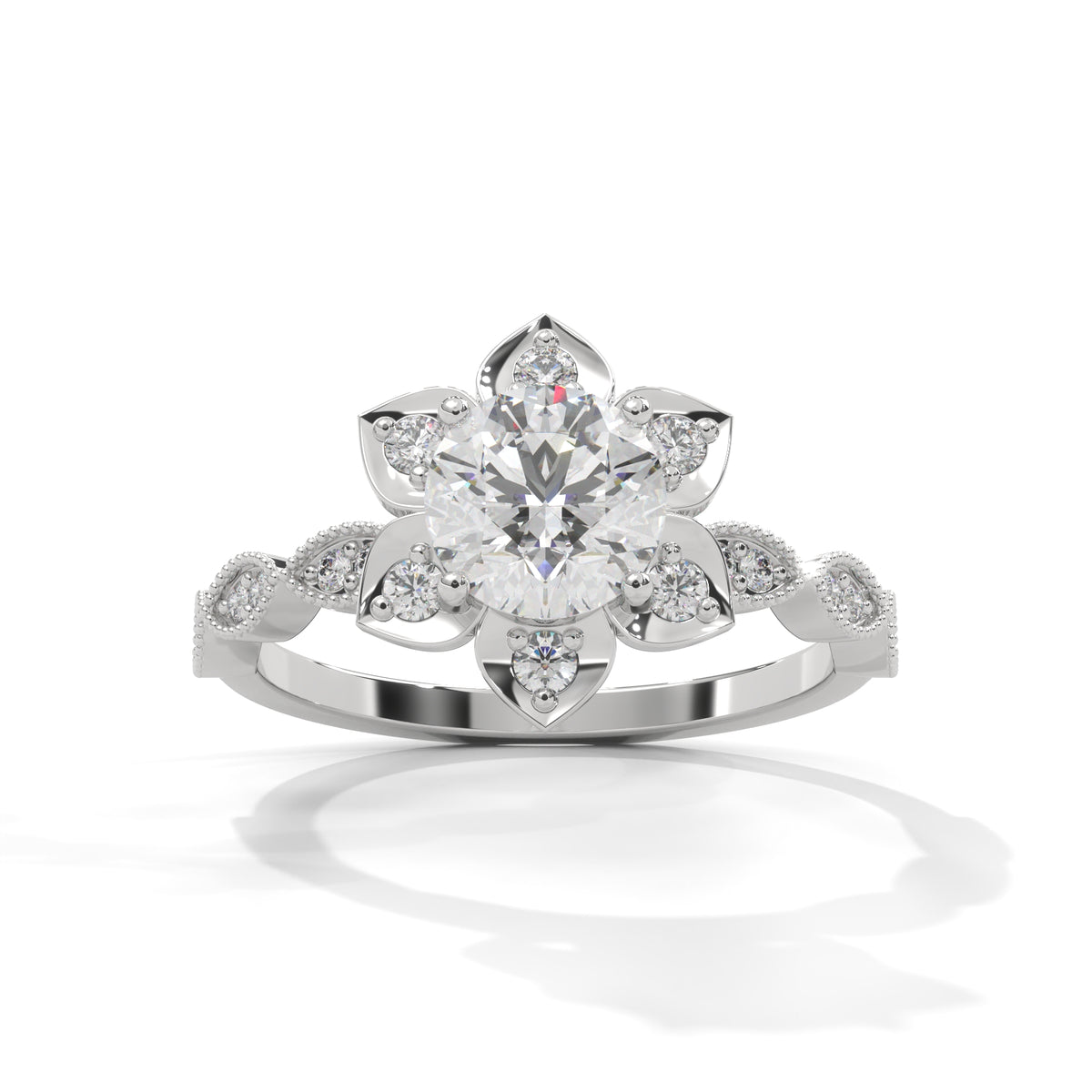Lotus Bloom Solitaire Ring