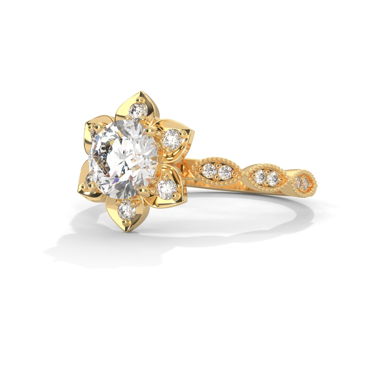 Lotus Bloom Solitaire Ring
