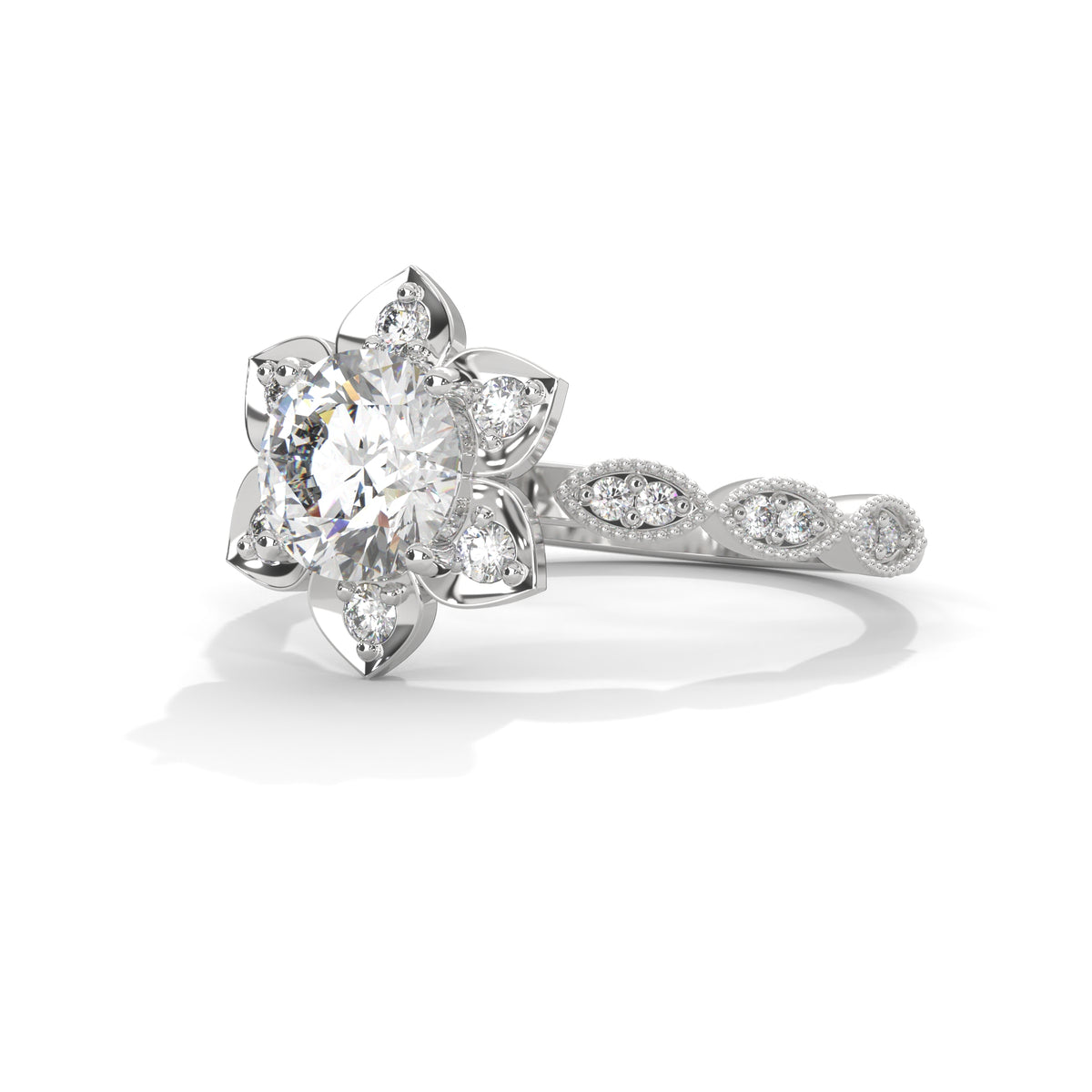 Lotus Bloom Solitaire Ring