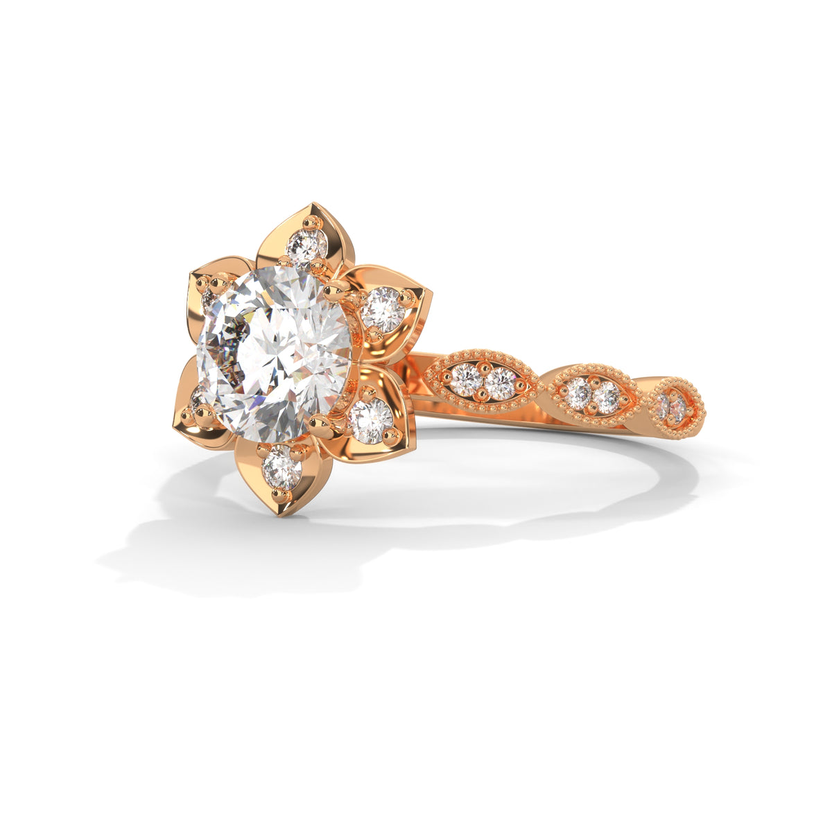 Lotus Bloom Solitaire Ring