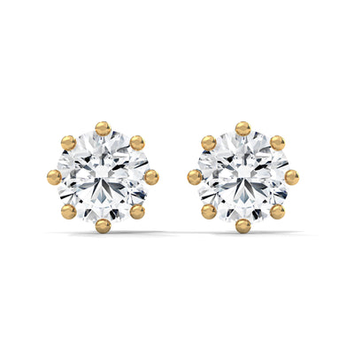 Crown Bloom Solitaire Earrings — IGI Certified Diamond Jewellery | My Carat India