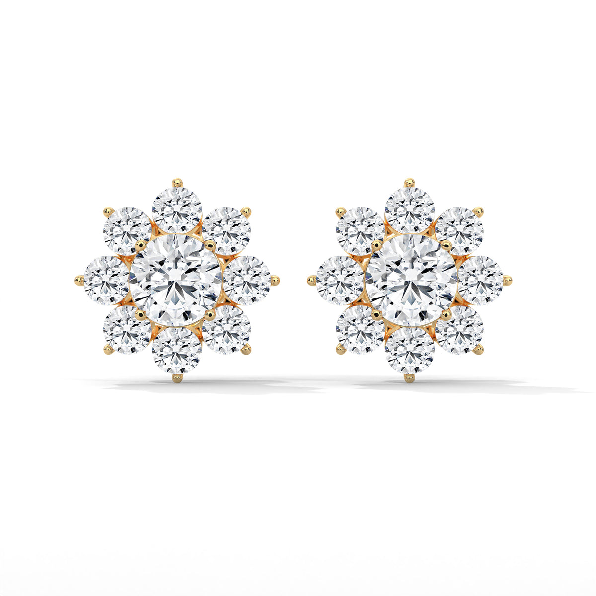 Sunburst Cluster Diamond Earrings