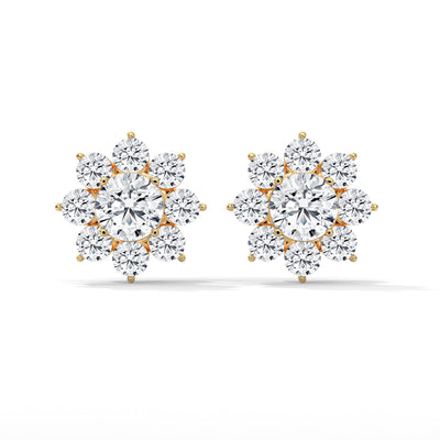 Sunburst Cluster Diamond Earrings — IGI Certified Diamond Jewellery | My Carat India