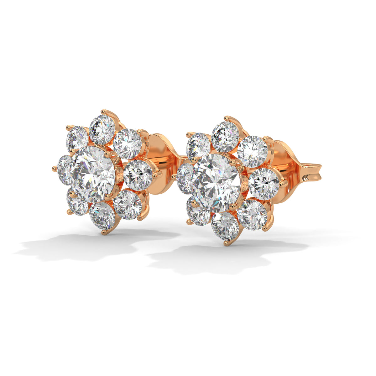 Sunburst Cluster Diamond Earrings